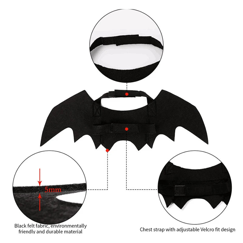 Bat wings strap and velcro detail (real product photo)